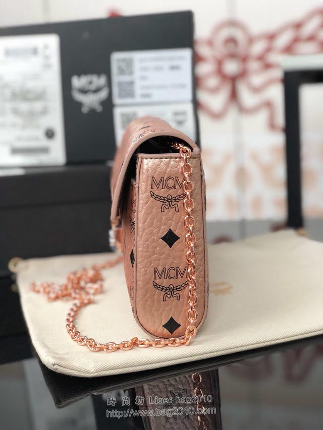 MCM女包 原單 6226中號 2018新品 Patricia鏈條包 復古印花 信封式手拿包 MCM女單肩斜挎包  mdmc1178